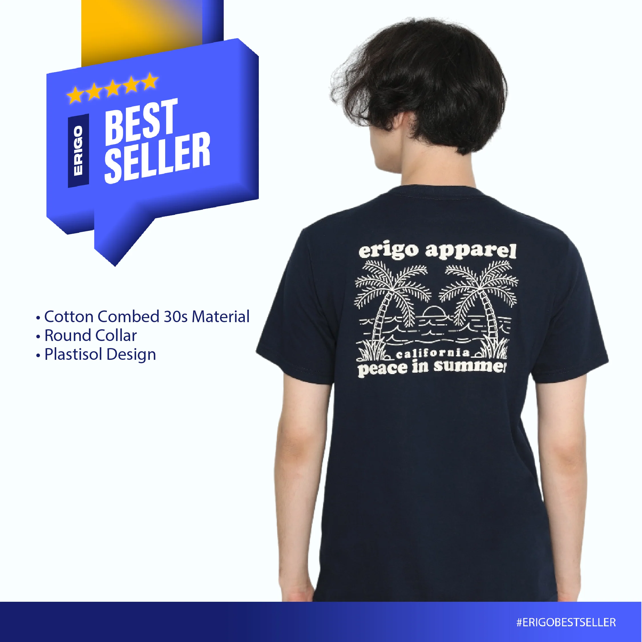 Erigo T-Shirt Summer Peace Navy Unisex