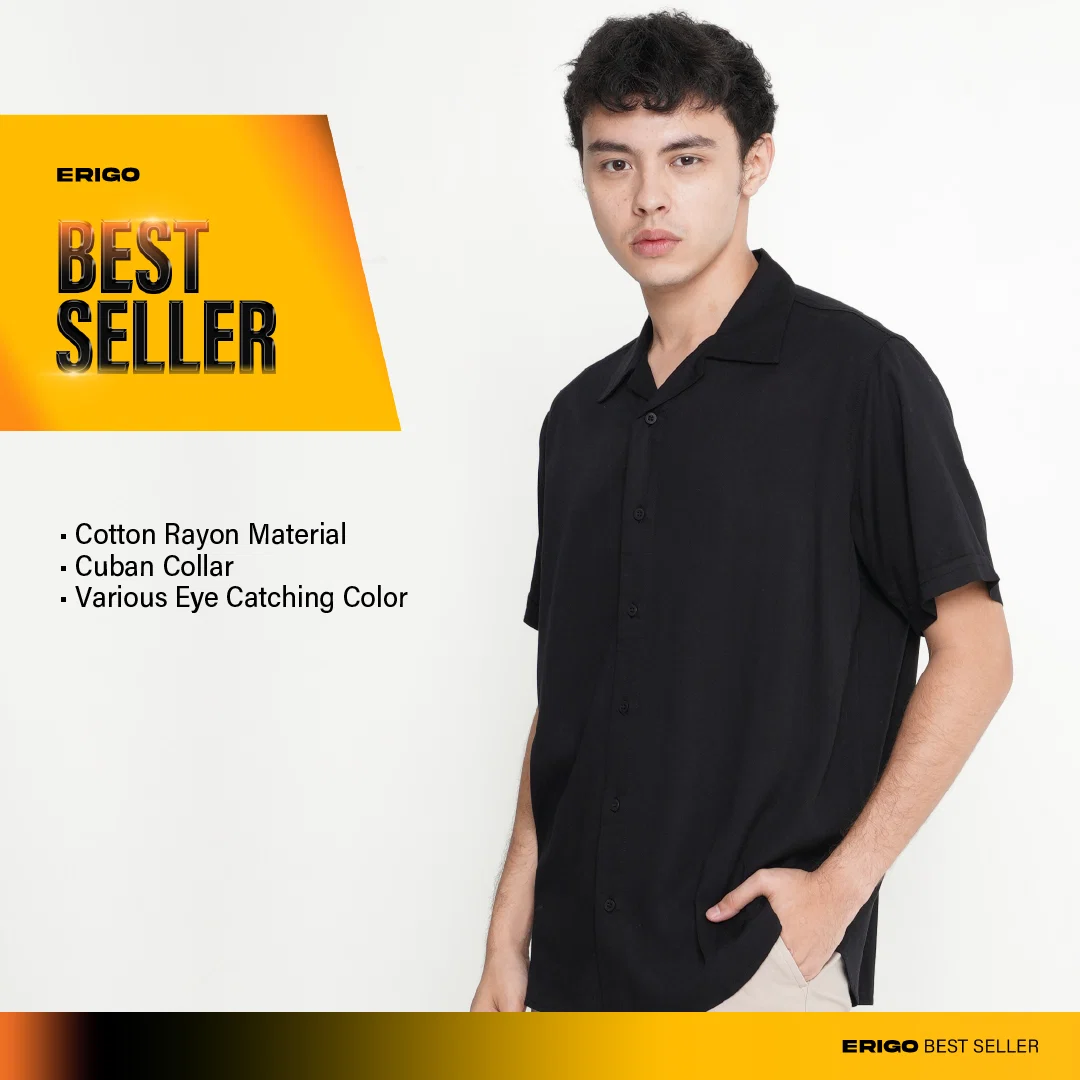 Erigo Short Shirt Rayon Jazlyn Black Unisex