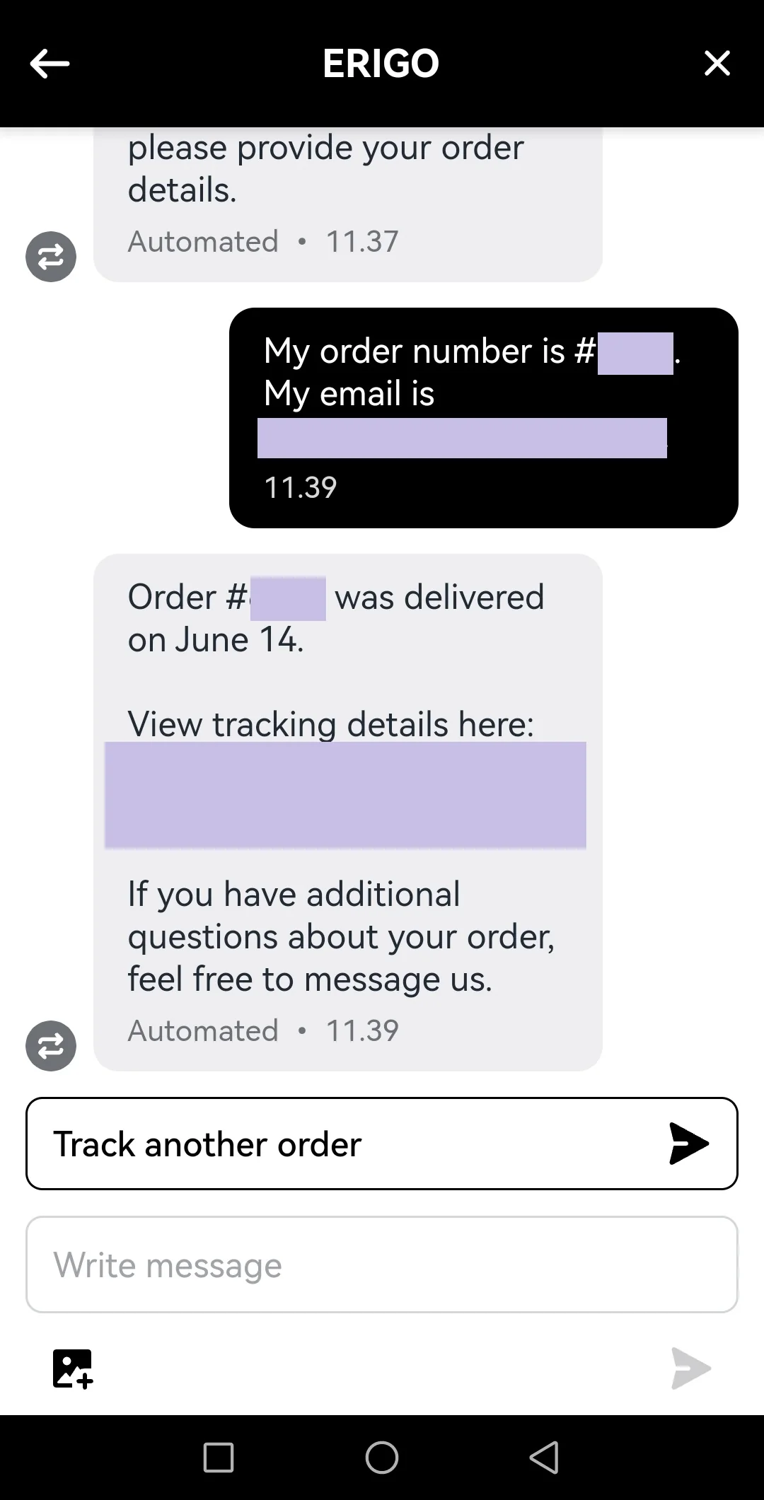Klik Link yang ditandai merah, nanti akan masuk ke page tracking resi pesanan