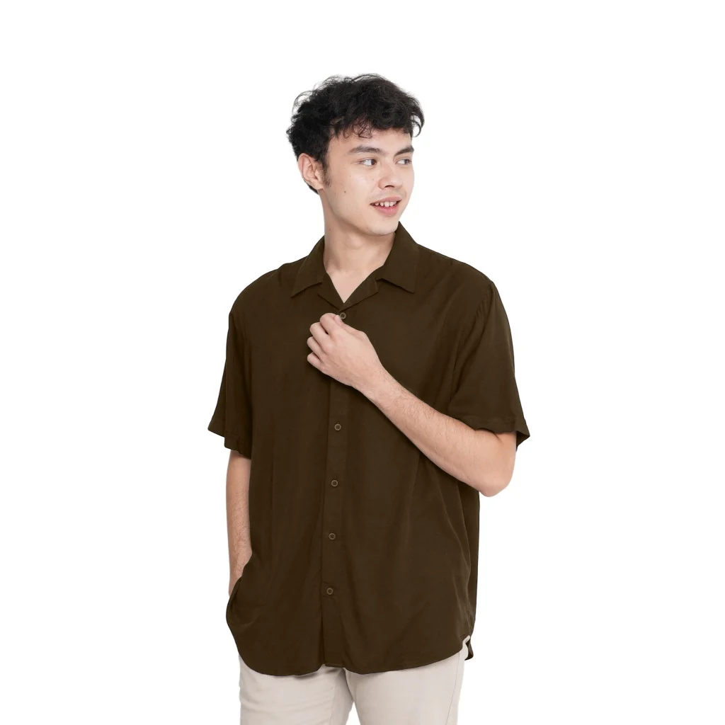 Erigo Short Shirt Deans Coffee Brown - Kemeja Lengan Pendek Rayon Unisex